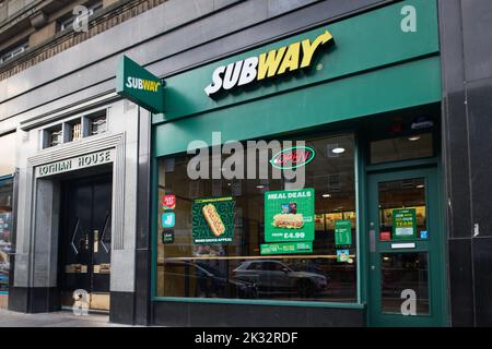 Edinburgh Scotland, UK 23 September 2022. `Subway sandwich shop, Tollcross. credit sst/alamy live news Stock Photo